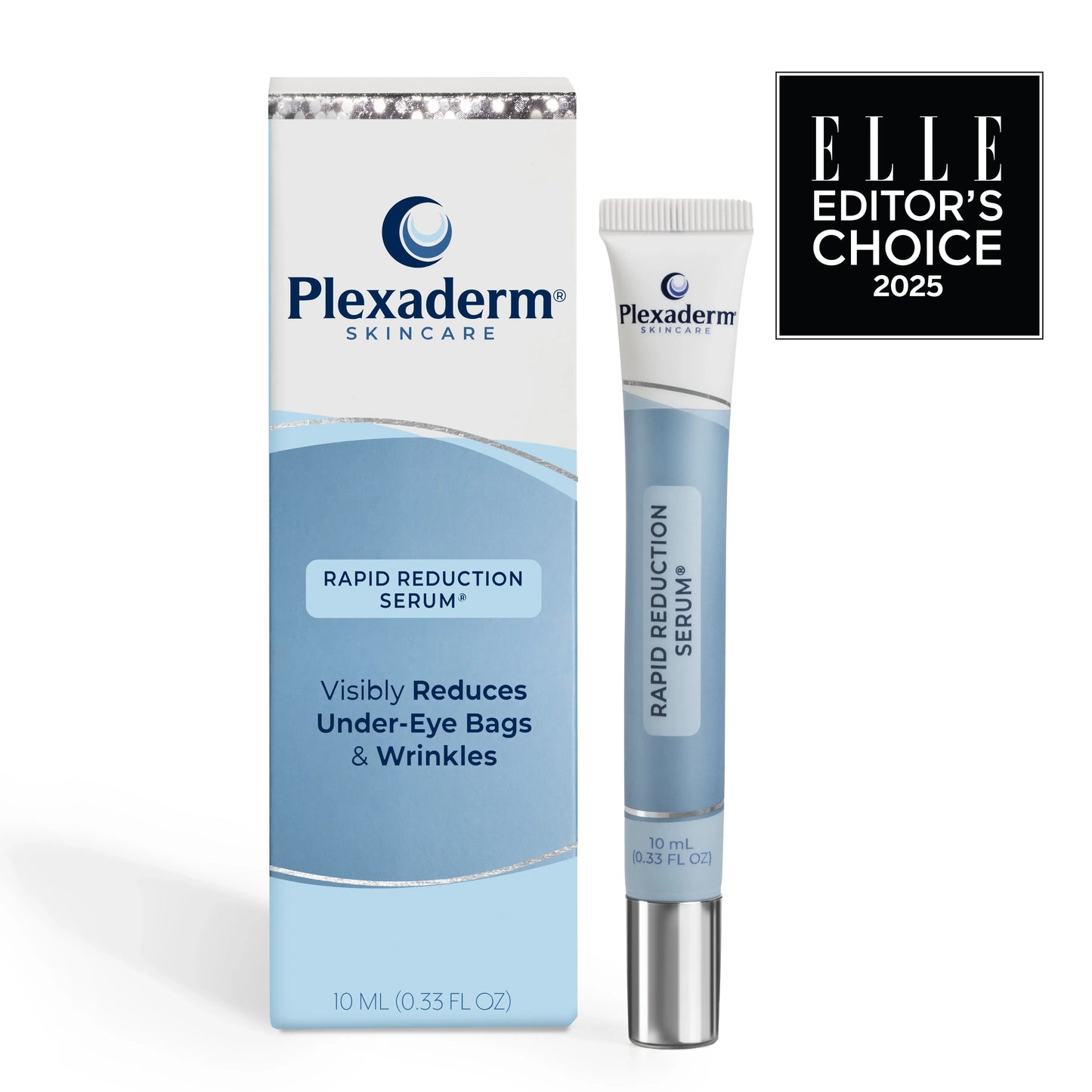 Plexaderm Rapid Reduction Serum — Instantly and visibly diminishes under-eye bags, wrinkles, dark circles, fine lines, and crow's feet; full-size product.